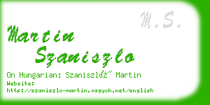 martin szaniszlo business card